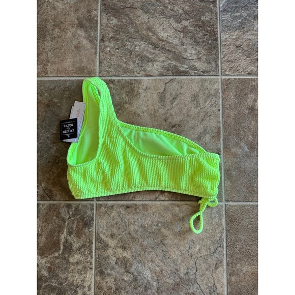 Salt + Cove One Shoulder Ribbed Bikini Top Citron Yellow Size Large - Picture 6 of 8